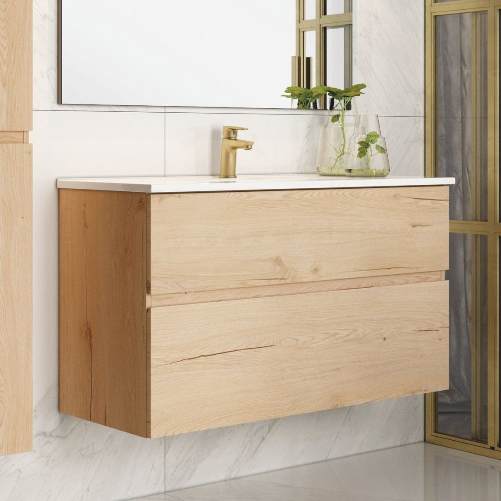 Mobile bagno sospeso rovere Londres 2 cassetti 100x45x59H