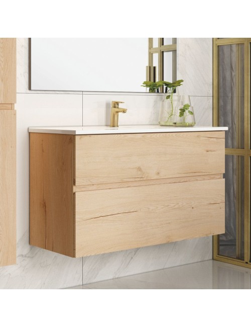 Mobile bagno sospeso rovere Londres 2 cassetti 100x45x59H