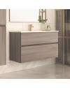 Mobile bagno sospeso rovere grigio Londres 2 cassetti 100x45x59H