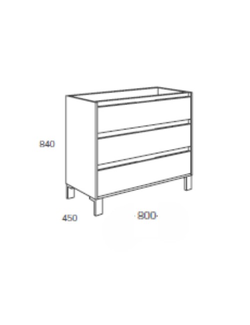 Mobile bagno Bolton colore bianco laccato lucido 80x45x84H con 3 cassetti: design moderno e funzionalità senza compromessi