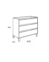 Mobile bagno Bolton colore bianco laccato lucido 80x45x84H con 3 cassetti: design moderno e funzionalità senza compromessi