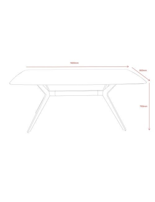 Tavolo fisso piano ceramica effetto marmo bianco lucido Callista 160x90x76H