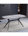 Tavolo fisso piano ceramica effetto marmo grigio chiaro lucido 160x90x76H