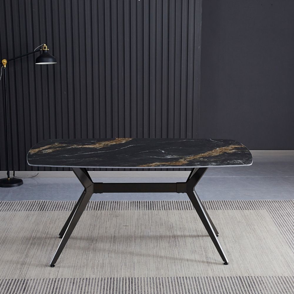 Vicco Set di tavoli da pranzo "Grand", Nero, 120 x 75 cm Set di 6