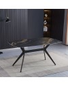 Tavolo fisso piano ceramica effetto marmo nero opaco Callista 160x90x76H
