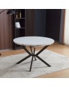 Tavolo rotondo allungabile Evelina piano effetto marmo bianco lucido 120x120x76H