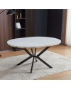 Tavolo rotondo allungabile Evelina piano effetto marmo bianco lucido 120x120x76H