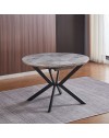 Tavolo rotondo allungabile Evelina piano effetto marmo grigio lucido 120x120x76H