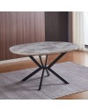 Tavolo rotondo allungabile Evelina piano effetto marmo grigio lucido 120x120x76H