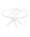 Tavolo rotondo allungabile Evelina piano effetto marmo grigio lucido 120x120x76H
