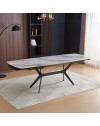 Tavolo allungabile piano ceramica effetto marmo grigio chiaro lucido Riley 160x90x76H