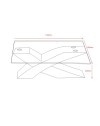 Tavolino da salotto Shiva piano in vetro e base nera a incrocio 110x60x45H