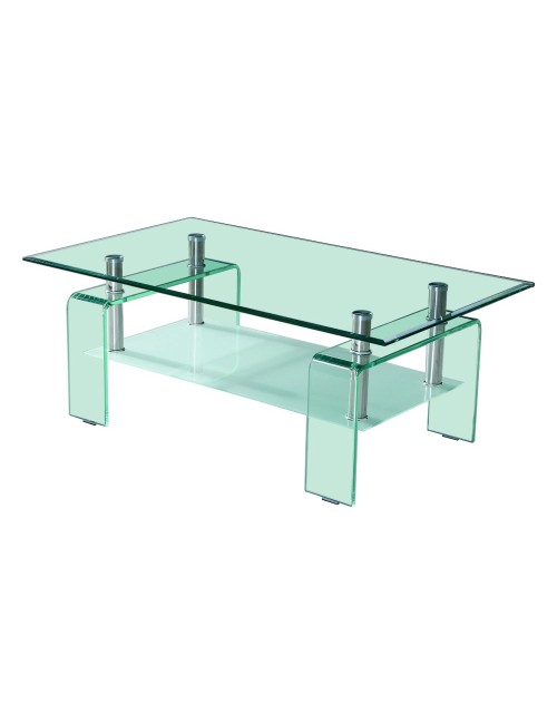 Tavolino con due ripiani in vetro Crystal 100x60x39h