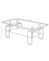 Tavolino con due ripiani in vetro Crystal 100x60x39h