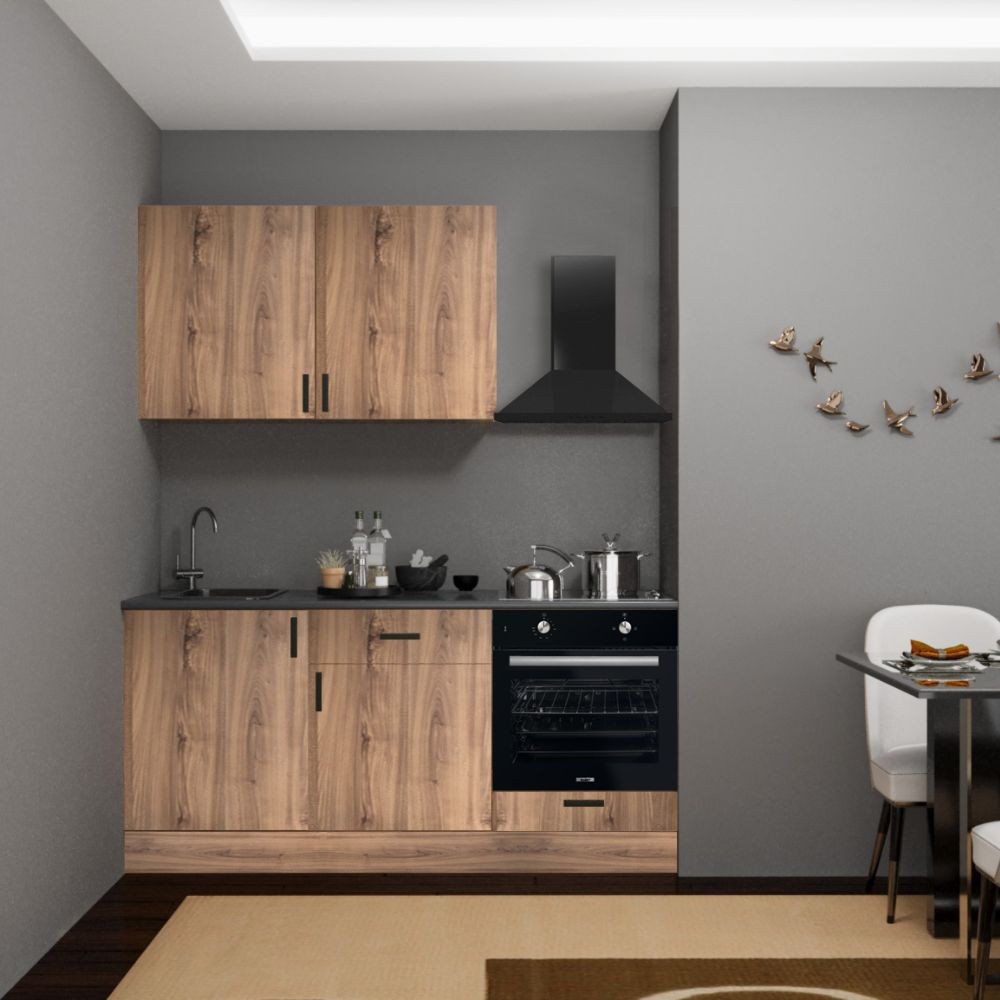 Cucina completa di elettrodomestici Asti 180 colore rovere