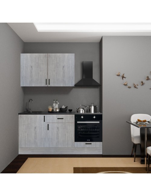 Cucina completa di elettrodomestici Asti 180 colore rovere grigio chiaro
