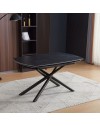 Tavolo girevole allungabile piano ceramica effetto marmo nero opaco Astrid 140x90x76H