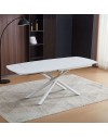 Tavolo girevole allungabile piano ceramica effetto marmo bianco opaco Astrid 140x90x76H