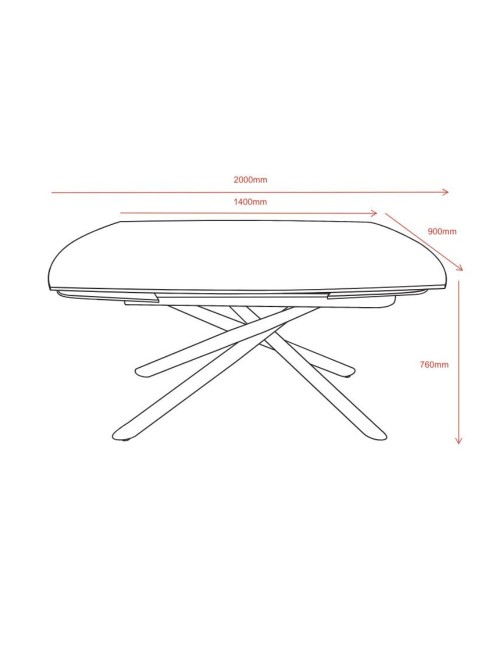 Tavolo girevole allungabile piano ceramica effetto marmo bianco opaco Astrid 140x90x76H