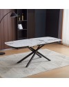 Tavolo girevole allungabile piano ceramica effetto marmo bianco lucido Astrid 140x90x76H