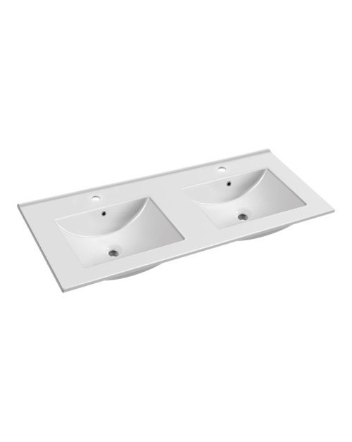 Lavabo da appoggio 20331 doppia vasca ceramica bianco 121.5x47x18H
