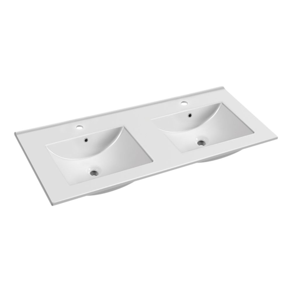 Lavabo da appoggio 20331 doppia vasca ceramica bianco 121.5x47x18H