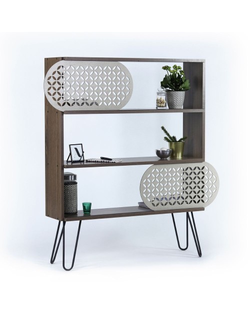 Libreria 3 ripiani Illia 94x25x117 MT190511 colore noce e gambe nere