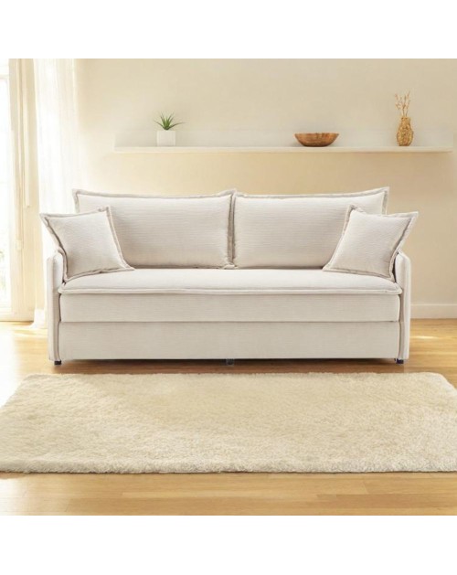 Divano Letto Ghide colore panna 217x86x95H:Comfort e Funzionalità