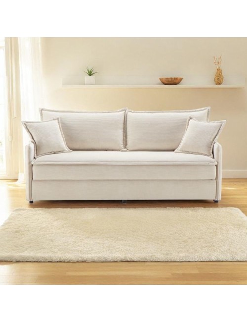Divano Letto Ghide colore panna 217x86x95H:Comfort e Funzionalità
