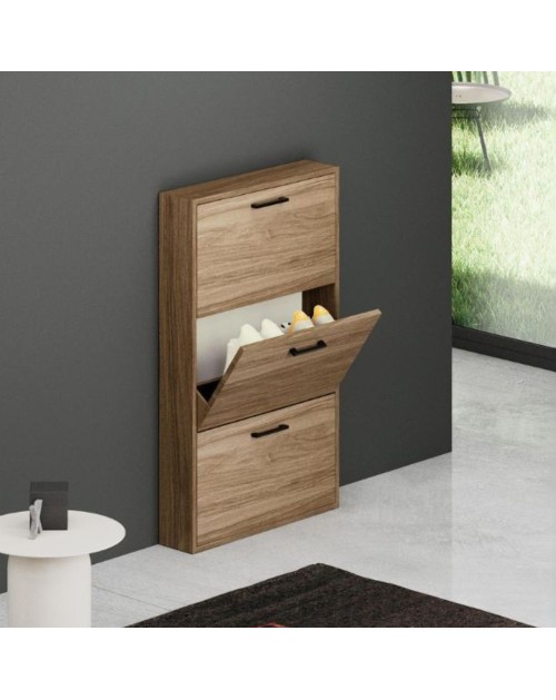 Scarpiera 3 ante slim salvaspazio 108x65x15 Serena colore noce naturale