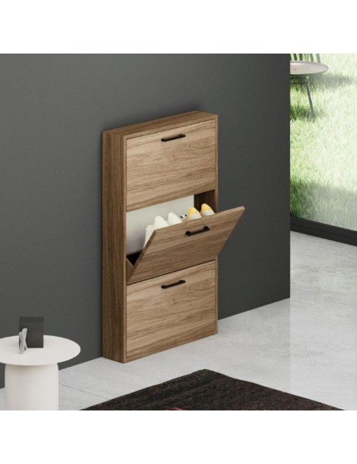 Scarpiera 3 ante slim salvaspazio 108x65x15 Serena colore noce naturale
