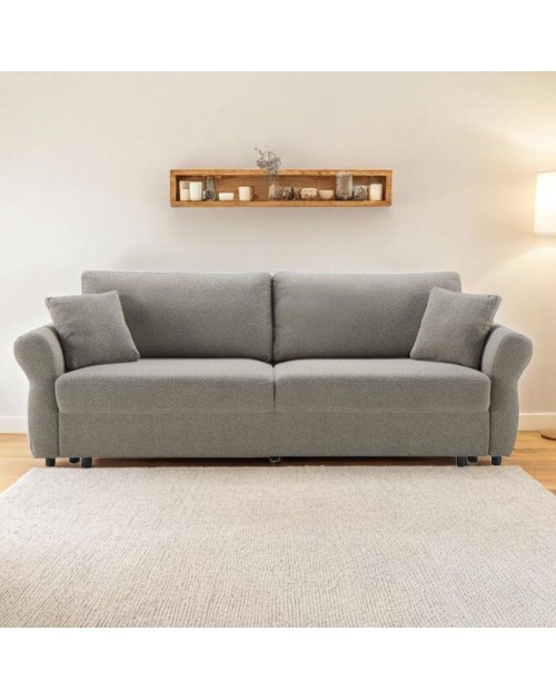 Divano Letto con topper Loki colore tortora 245x105x92H