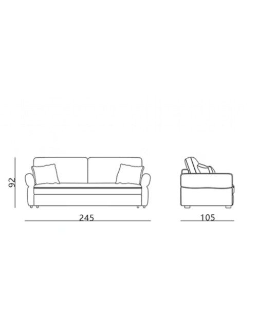 Divano Letto con topper Loki colore tortora 245x105x92H