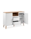 Madia 2 ante e 2 cassetti bianca con top rovere Linz01B 120x38x85H