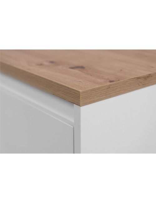 Madia 2 ante e 2 cassetti bianca con top rovere Linz01B 120x38x85H