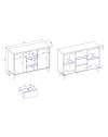 Madia 2 ante e 2 cassetti bianca con top rovere Linz01B 120x38x85H