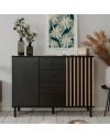 Madia moderna 2 ante e 4 cassetti nero con listelli rovere Monza01B 118x40x90H