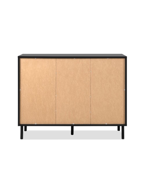 Madia moderna 2 ante e 4 cassetti nero con listelli rovere Monza01B 118x40x90H