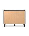 Madia moderna 2 ante e 4 cassetti nero con listelli rovere Monza01B 118x40x90H