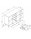 Madia moderna 2 ante e 4 cassetti nero con listelli rovere Monza01B 118x40x90H