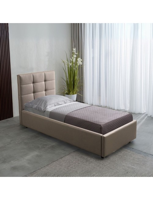 Letto Singolo con Contenitore Napoli Ecopelle colore tortora Prezzo
