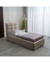 Letto singolo con contenitore Napoli ecopelle colore tortora