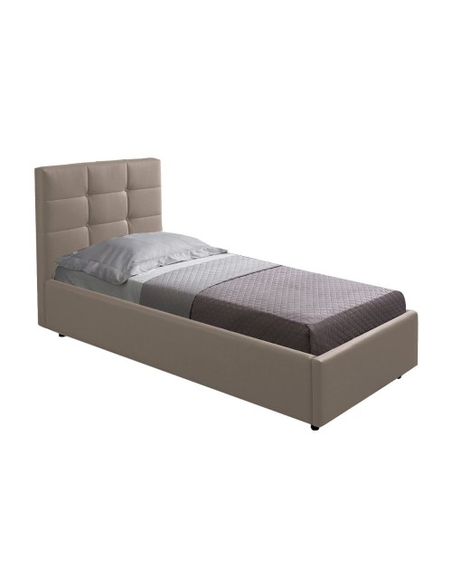 Letto Singolo con Contenitore Napoli Ecopelle colore tortora Prezzo