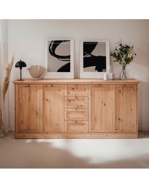 Madia 4 ante e 4 cassetti rovere anticato Timber51A 200x40x90H Il fascino del legno naturale nella tua casa