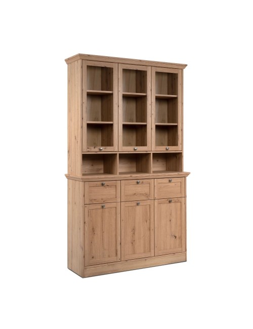 Credenza con vetrina Timber54A 120x40x200H Il fascino del legno naturale nella tua casa