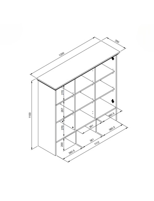 Credenza con vetrina Timber54A 120x40x200H Il fascino del legno naturale nella tua casa