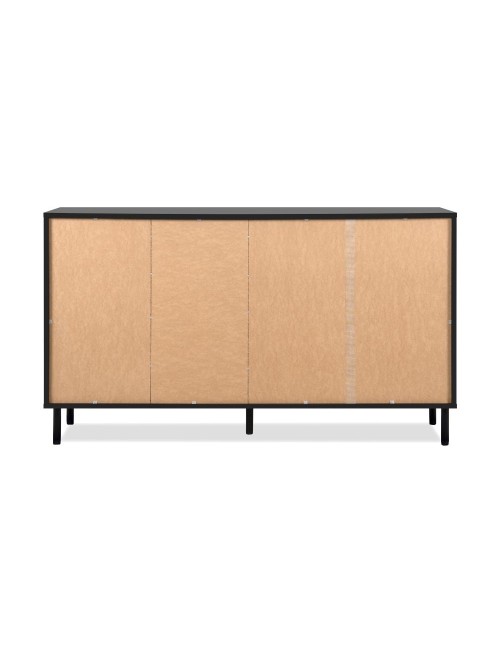 Madia moderna 3 ante e 4 cassetti nero con listelli rovere Monza 51C 160x40x90H