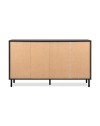 Madia moderna 3 ante e 4 cassetti nero con listelli rovere Monza 51C 160x40x90H