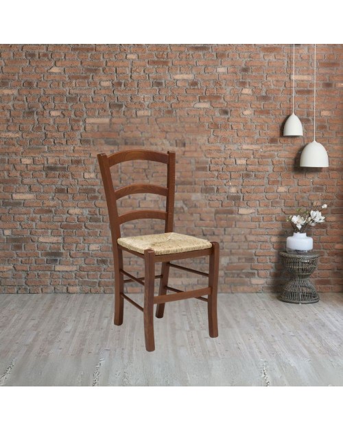 Sedia in legno di faggio seduta paglia Venezia colore noce