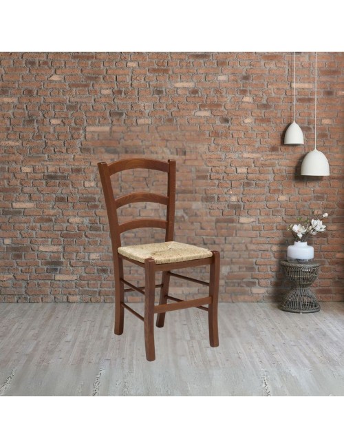 Sedia in legno di faggio seduta paglia Venezia colore noce